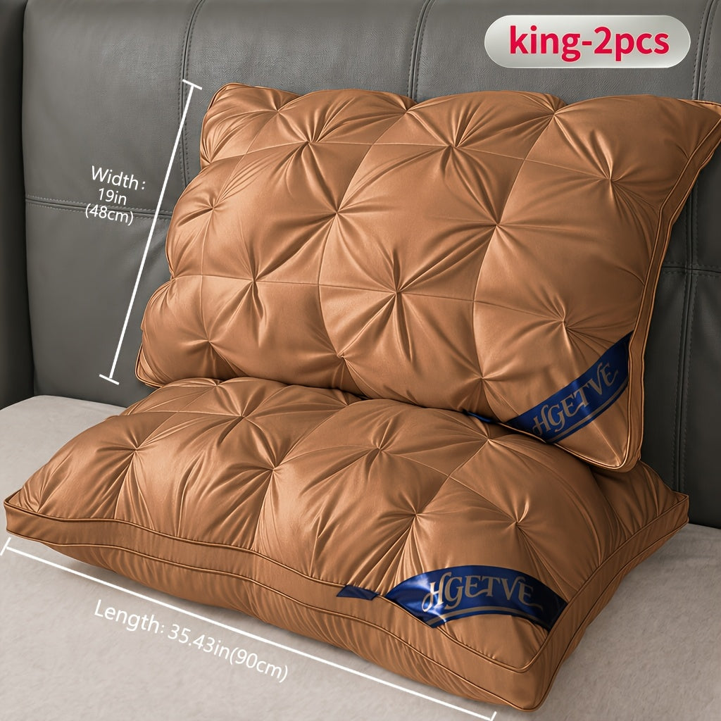 2pcs Luxury Hotel-quality Pillows, Deep Sleep Neck Pillow, High Fluffiness, Not Easy To Collapse, Suitable For All Seasons, Soft Fabric, Easy To Clean, Available In Multiple Colours And Sizes, Queen/King Size, Holiday Gift