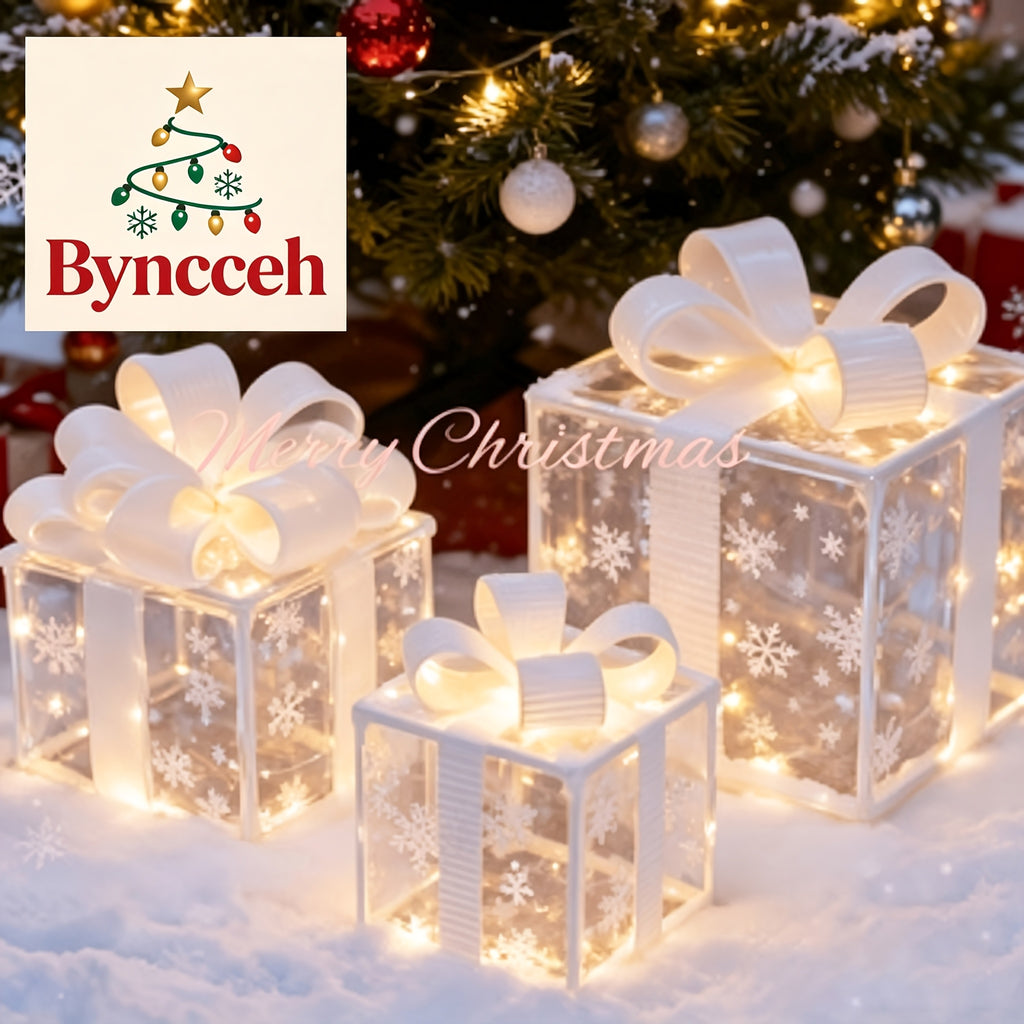 3-Pack 75-LED Christmas Gift Box Light Set - Warm Light Holiday Decoration, Indoor And Outdoor Use, IP66, with Remote Control And Timer, 8 Modes Flashing Gift Boxes, Home Ornament; Christmas Decoration, Outdoor Christmas Lights
