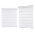 Cordless Zebra Blinds for Windows and Doors, Dual Layer Light Filtering Roller Shades in White, Beige, Grey or Black for Bedroom and Living Room Privacy