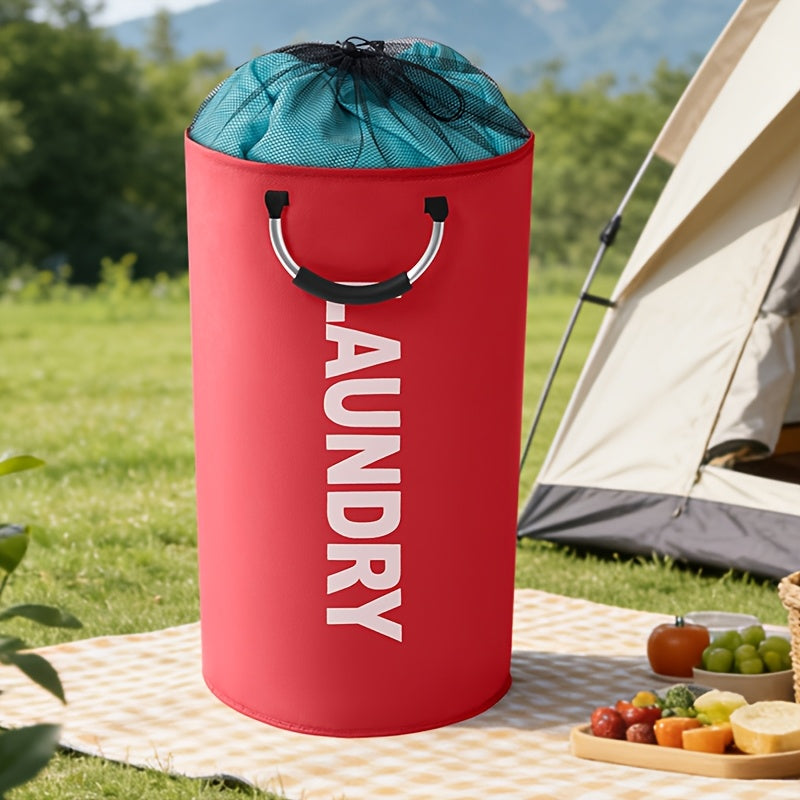 1pc/2pcs 25.1gal Large Capacity Foldable Laundry Basket (New Drawstring Design) - A Foldable Fabric Clothing Storage Basket Suitable for Multiple Scenarios, Suitable for Bathrooms, Rooms, Outdoors, Dormitories, Multi-Functional Laundry Basket