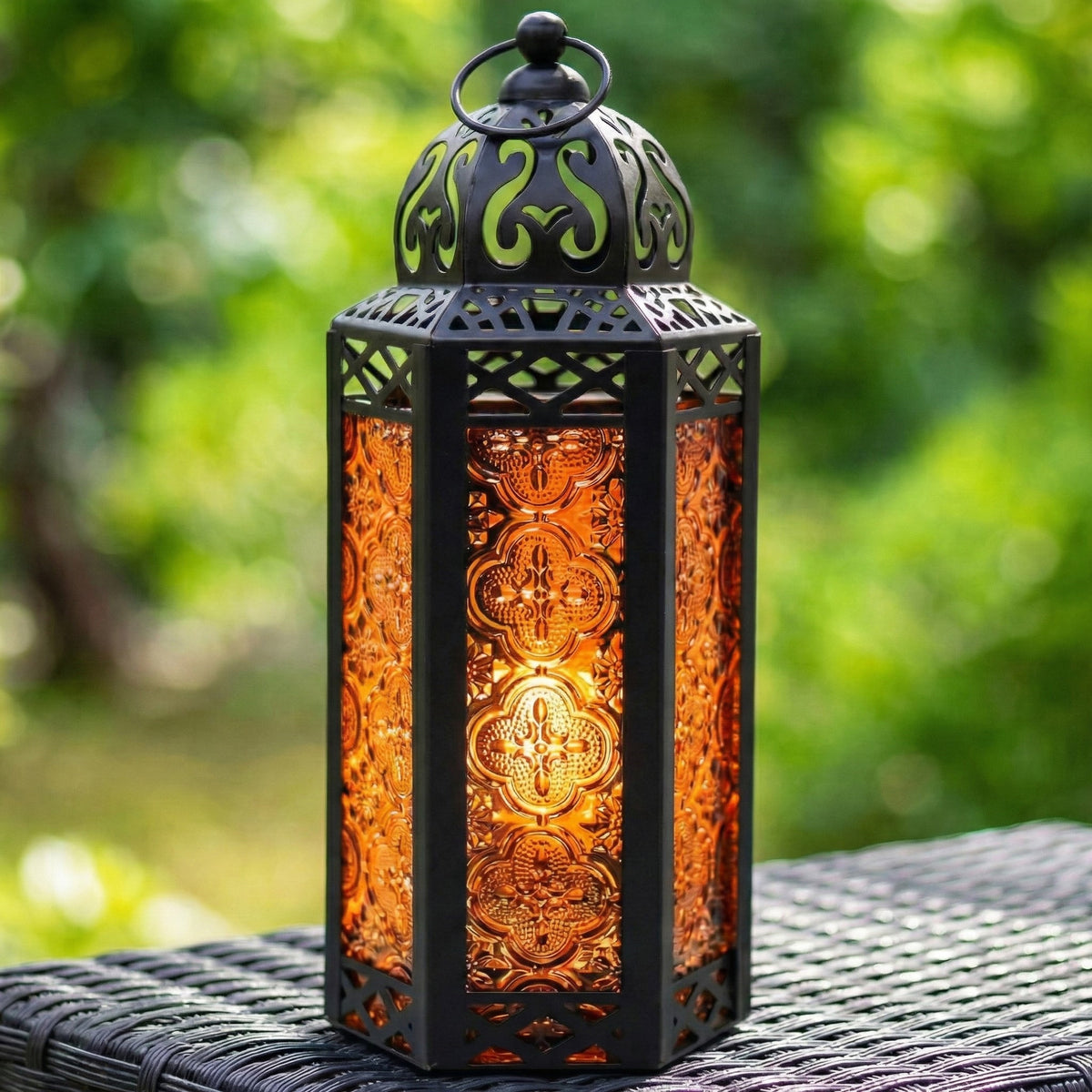 Decorative Moroccan Candle Lantern Holder, Medium, 10.5" Tall