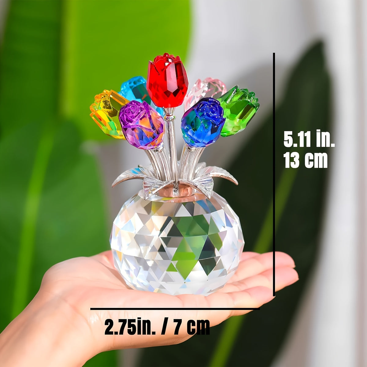 Crystal Rose Bouquet, Artificial Flower Decoration Gift, Colorful Rose Arrangement for Valentine's Day, Mother's Day, Anniversary And Home Decor