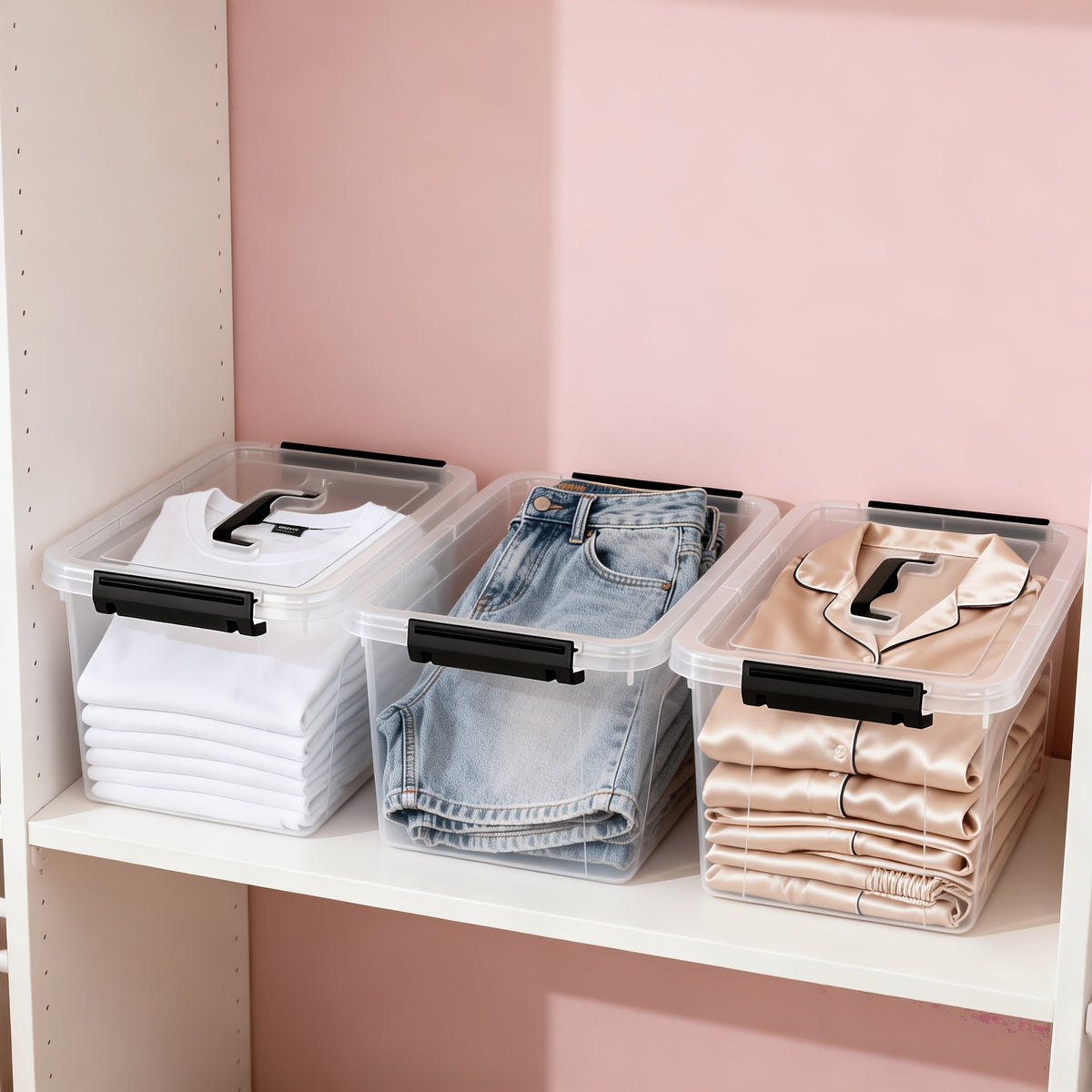 3/6-Pack Clear Plastic Storage Boxes With Locking Latches, Stackable Organizer Containers For Home Office Closet Organization, Heavy-Duty & Space-Saving Bins, 6QT Multipurpose Lockable Design, The Best Gifts For Thanksgiving And Christmas