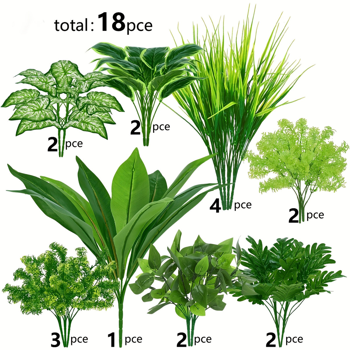18 Pack UV Protected Artificial Boxwood Fake Stems, Outdoor Faux Plastic Greenery for Indoor Outdoor Hanging Garden Porch Window Box Home Wedding Farmhouse Decor - Christmas And Thanksgiving's Day Gifts Spring Decoration
