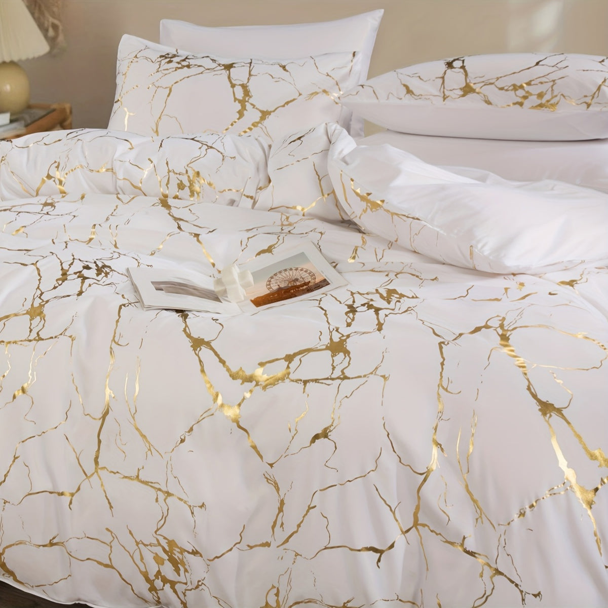 3pcs High-Grade Super Soft Breathable Bronzing Texture Duvet Cover Set (1 Duvet Cover+2 Pillowcases Without Pillow Core), at Home Dormitory All-Season