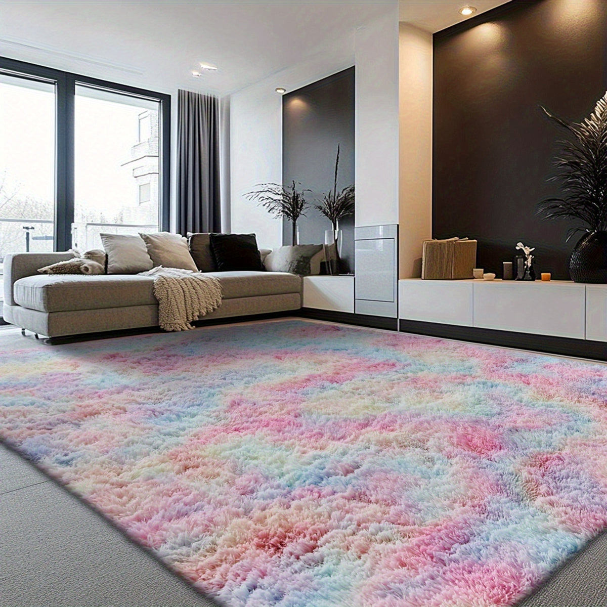 Rugs for Living Room, Super Soft Fluffy Shaggy Area Rugs for Bedroom, Cozy Floor Mats, Plush Indoor Carpet for Kitchen, Faux Rug for Room, Home Decor, Housewarming Gift, Door Mat