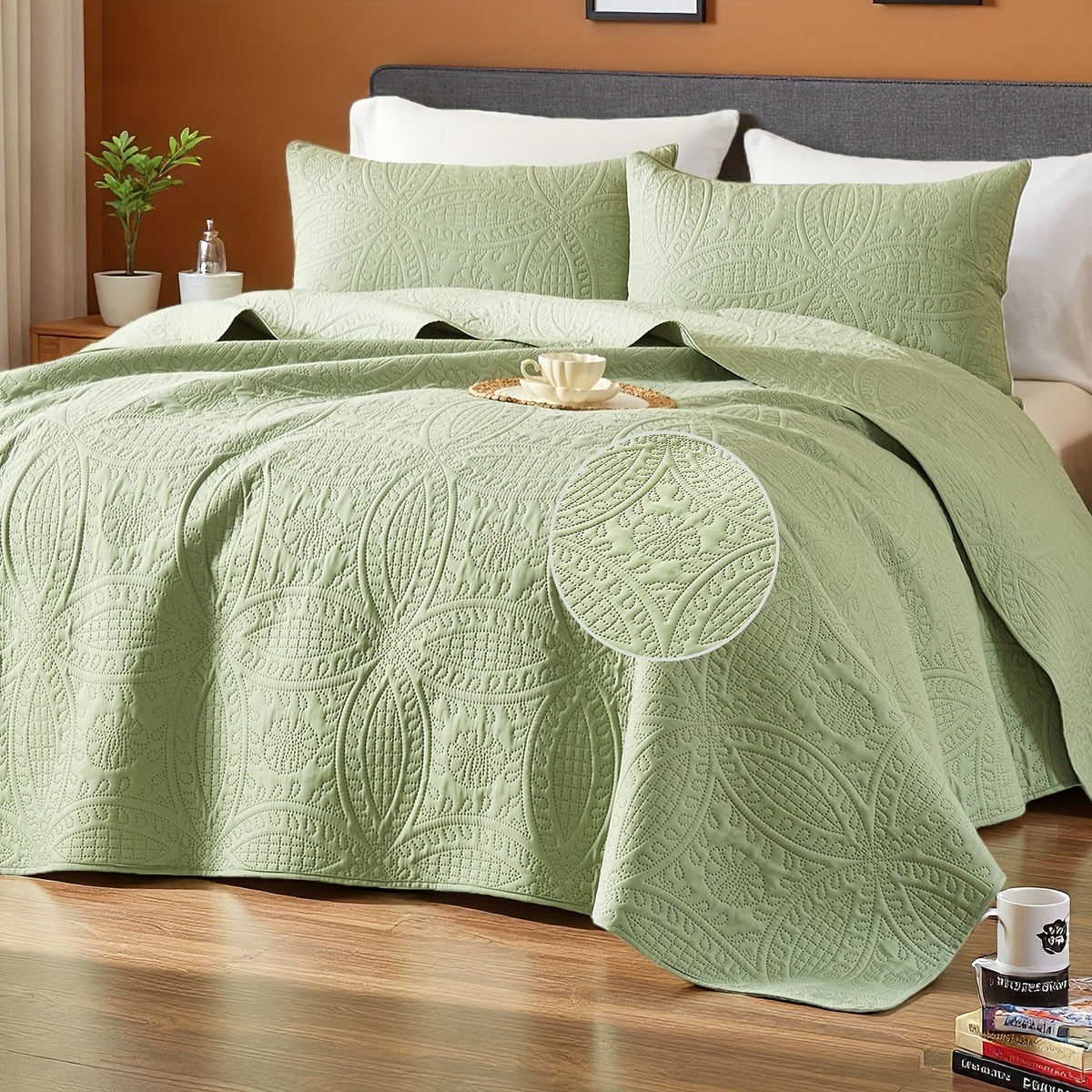 2/3pcs Quilt Set Bedspreads Queen Size - Soft & Refreshing Quilt Lightweight Microfiber Bedspread(1 Quilt, 1 Or 2 Pillow Cases) - Modern Style Coin Pattern Coverlet For All Seasons - Family Gift Set, Multiple Colors Plus Random Color Available