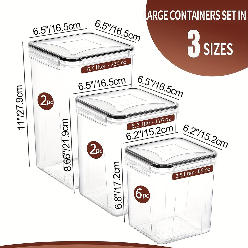 Skroam Large Airtight Food Storage Containers With Lids, 10 Pack Cereal Containers Storage Set - BPA Free Pantry Organizers And Storage For Flour, Sugar & Rice With Measuring Cup, Labels & Marker
