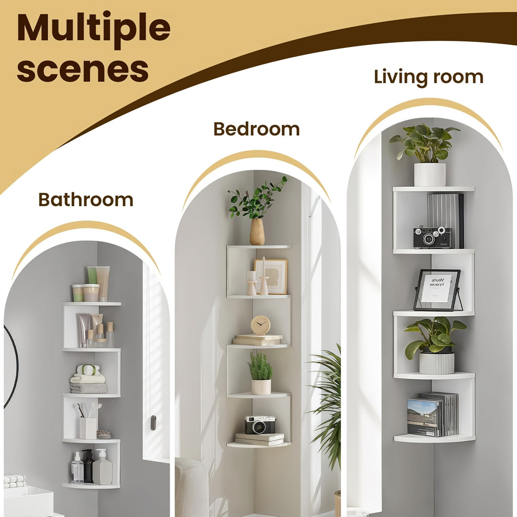 5-tier/3-tier Practical Shelf, Wall-mounted Corner Shelf, Easy to Install, Multi-layer Wall-mounted Storage Rack, Floating Shelf for Living Room, Bedroom, Kitchen, Bathroom, Office - Creative Decorative Storage Rack, Perfect Gift, 1/2pcs White/black