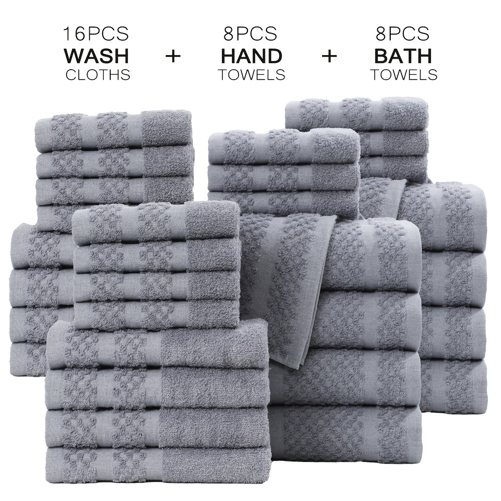 32pcs/16pcs/10pcs Bath Towel Set, 4pcs Bath Towels&2pcs Hand Towels&4pcs Washcloths, Solid Color, Cotton Towel, Absorbent, Quick-drying, Soft And Comfortable, Bathroom Supplies, Towels for Bathroom, Shower And Hotel