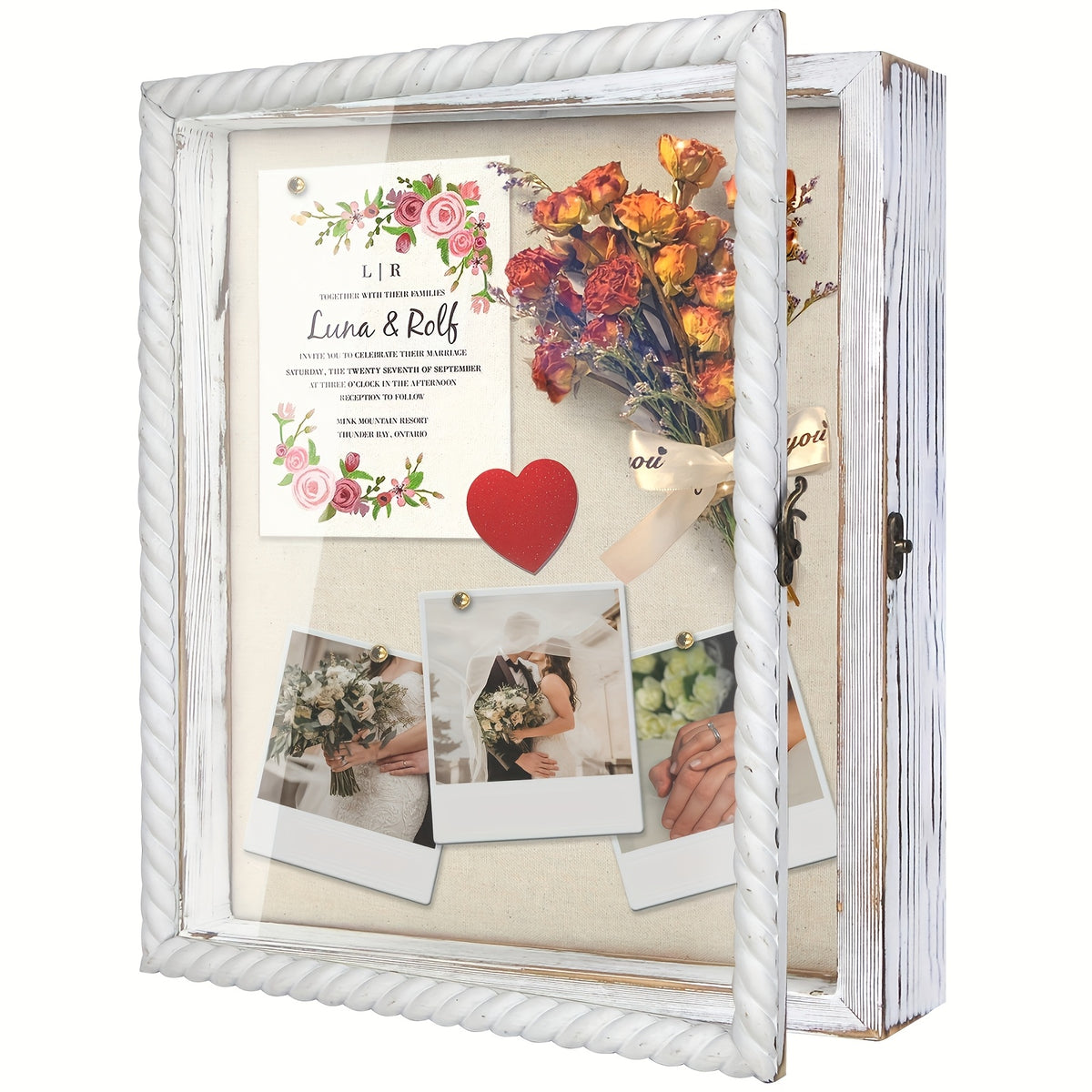 11X14/12X16 Shadow Box Frame with Linen Back - Large Rustic Memory Display Case for Flowers, Pictures, Championship Rings, Medals, Coins, Pins Collection And More, Including 4 Removable Shelves