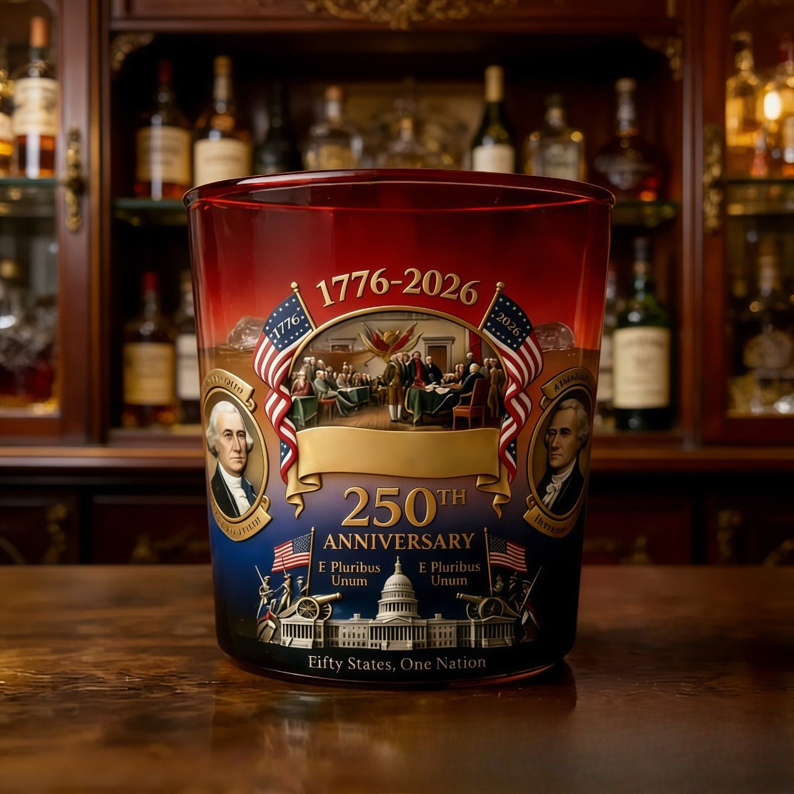 250th Anniversary Edition Whiskey Glasses, Set Of 2, 10 Ounces. Oval-shaped, Reusable, Multifunctional, Perfect for Celebrations. An Excellent Gift for The Elderly, Friends, And Partners