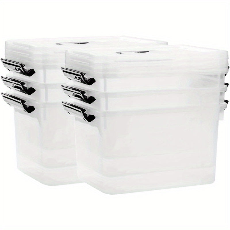 3/6-Pack Clear Plastic Storage Boxes With Locking Latches, Stackable Organizer Containers For Home Office Closet Organization, Heavy-Duty & Space-Saving Bins, 6QT Multipurpose Lockable Design, The Best Gifts For Thanksgiving And Christmas