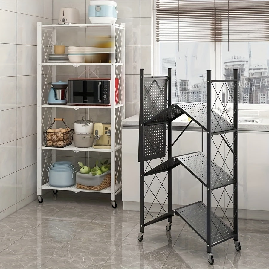 3/4/5-Tier Office Storage Rack, with Wheeled Multi-Layer Storage Shelves, Mobile Floor-Standing Multifunctional Miscellaneous Storage Rack, Foldable File Rack, Storage Supplies, Standing Shelf, Standing Shelf