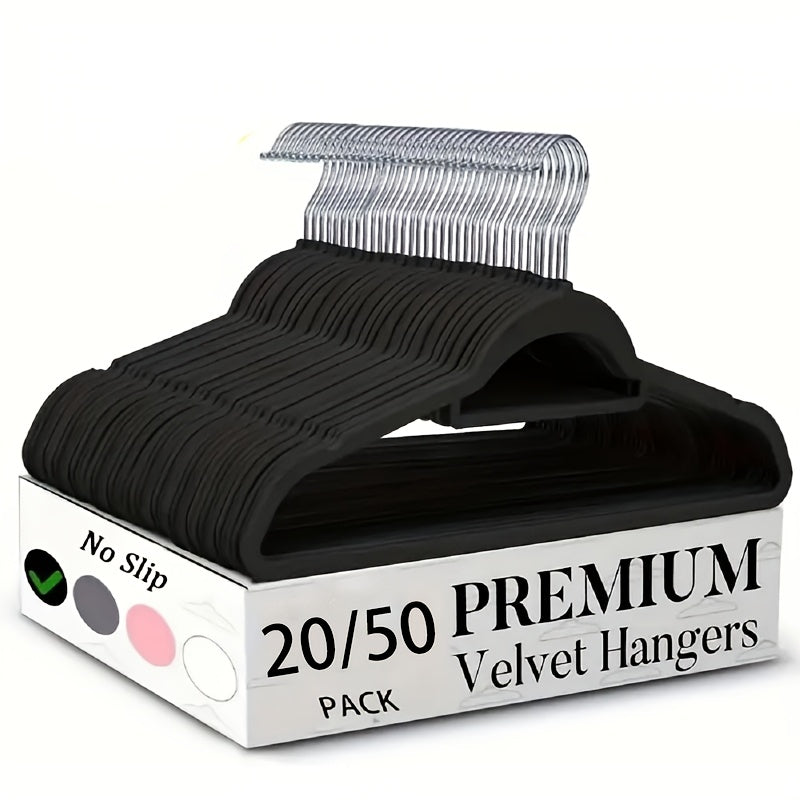 20/50 Pack Heavy-Duty Velvet Hangers, Non-Slip Design with 360° Swivel Hooks & Tie Racks, Essential for Home Organization, Dorm Storage, Prevents Clothes from Slipping, Deforming, Space-Saving Durable Hanging Tool for Wardrobes