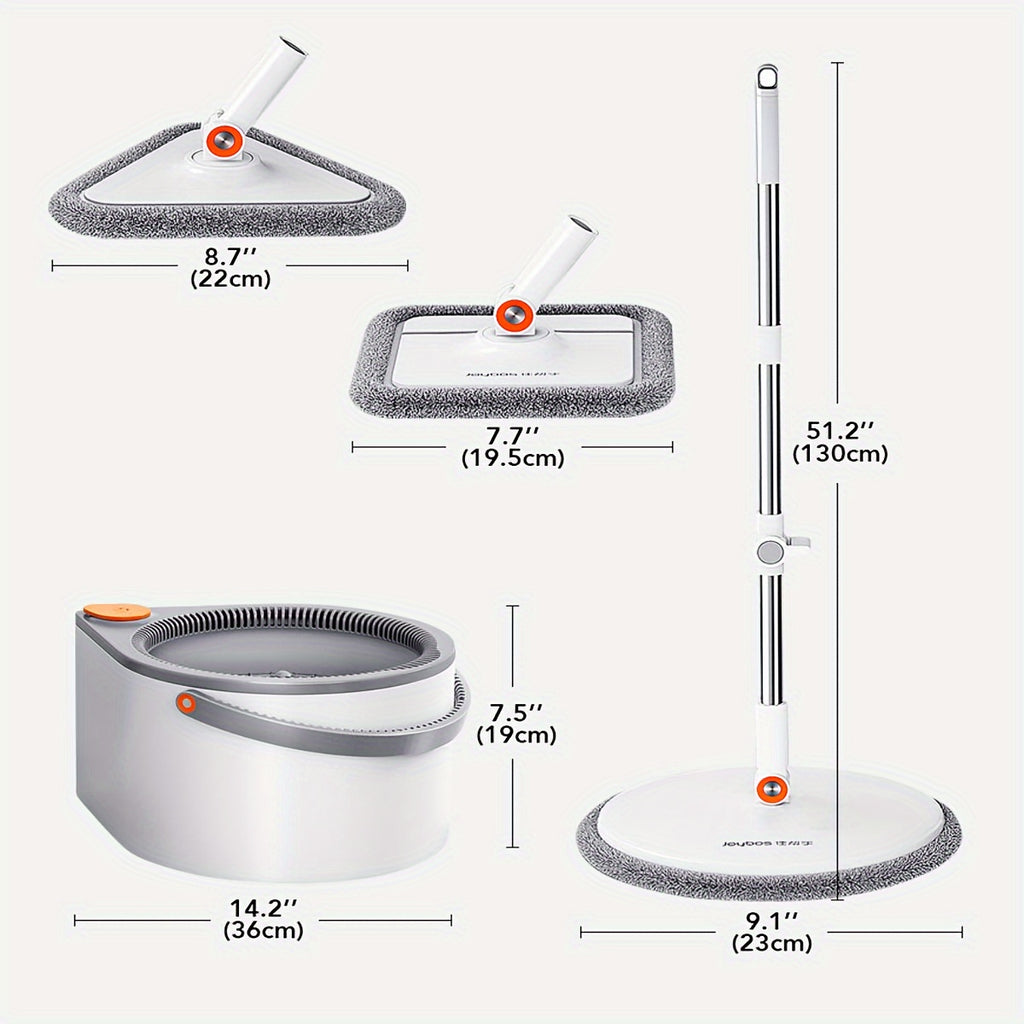 Clean and Dirty Water Separation Mop and Bucket Set, Hands-Free Washing System with Rotating Head Options for Wet and Dry Household Floor Cleaning