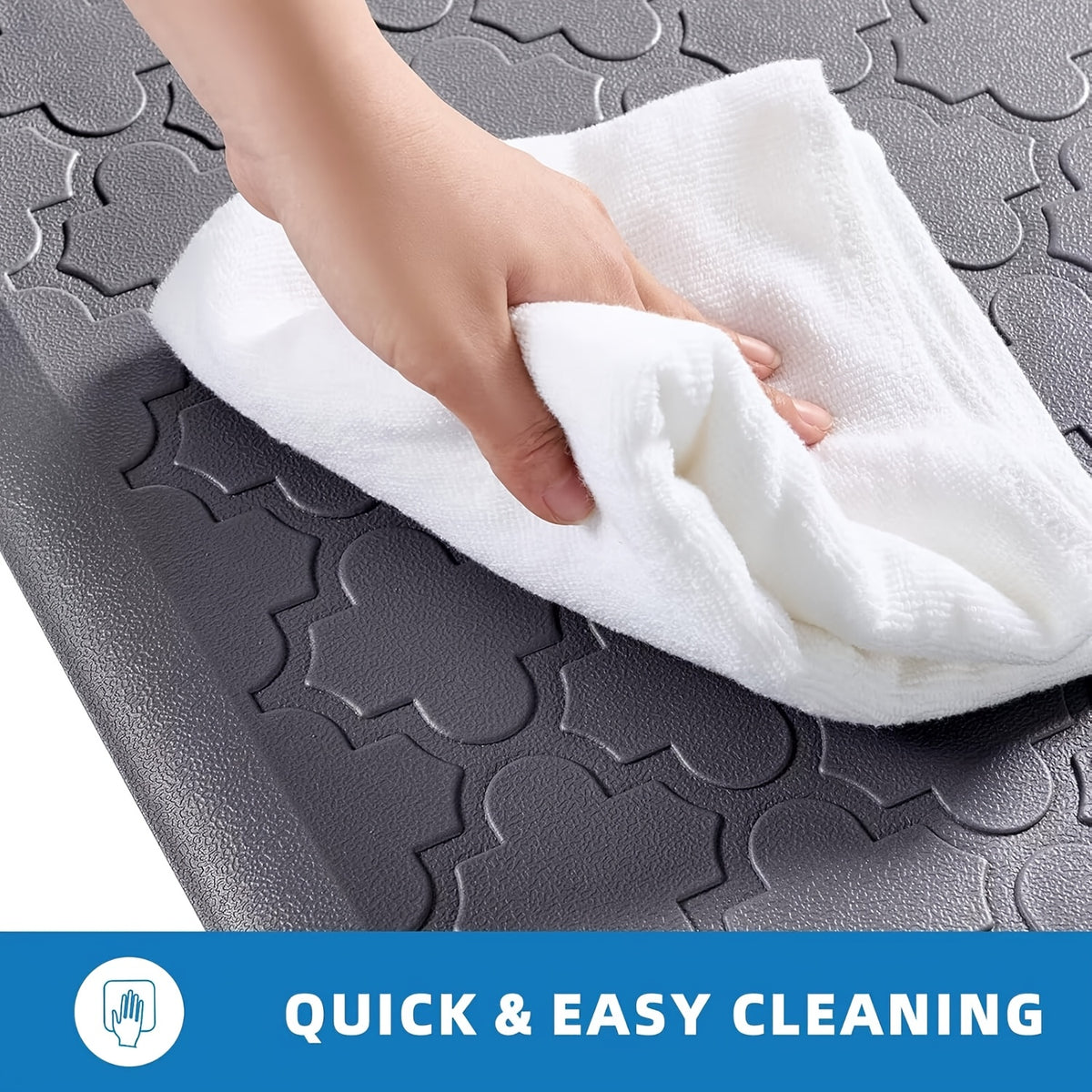 [Non-Slip Kitchen Mats] 2pcs Non-Slip Cushioned Kitchen Mats for Floor | Anti Fatigue Mats for Standing, Office, Sink, Laundry - Grey