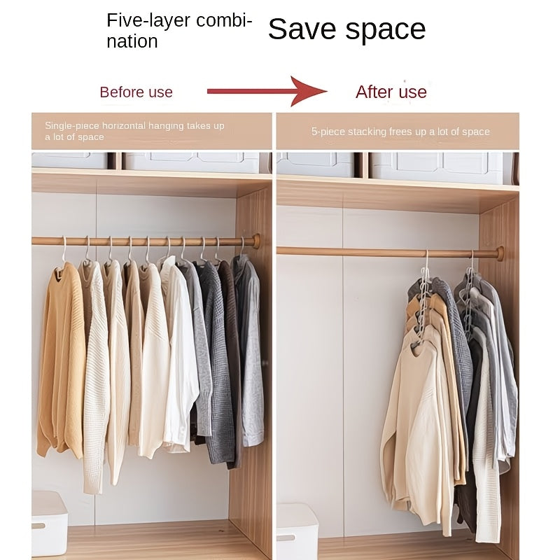 2-Pack Heavy Duty 5-in-1 Metal Space Saving Hangers | Non-Slip Foam Mats for Coats, Sweaters, Suits & T-Shirts