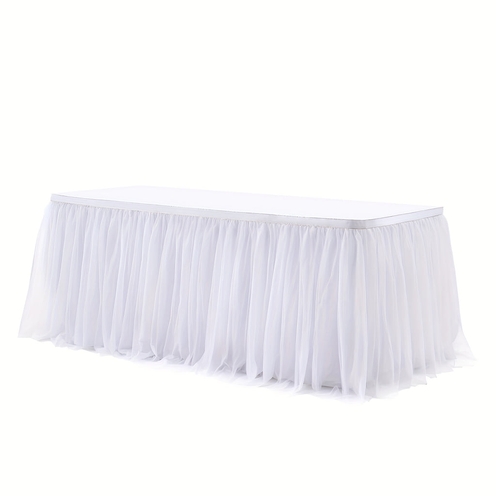 6Ft Pink Tulle Table Skirt Tablecloth, Pink Ruffle Tutu Table Skirts, for Rectangle Tables Or Round Tables Desk Skirt for Princess Birthday Party Cake Dessert Table Decorations Halloween, Christmas