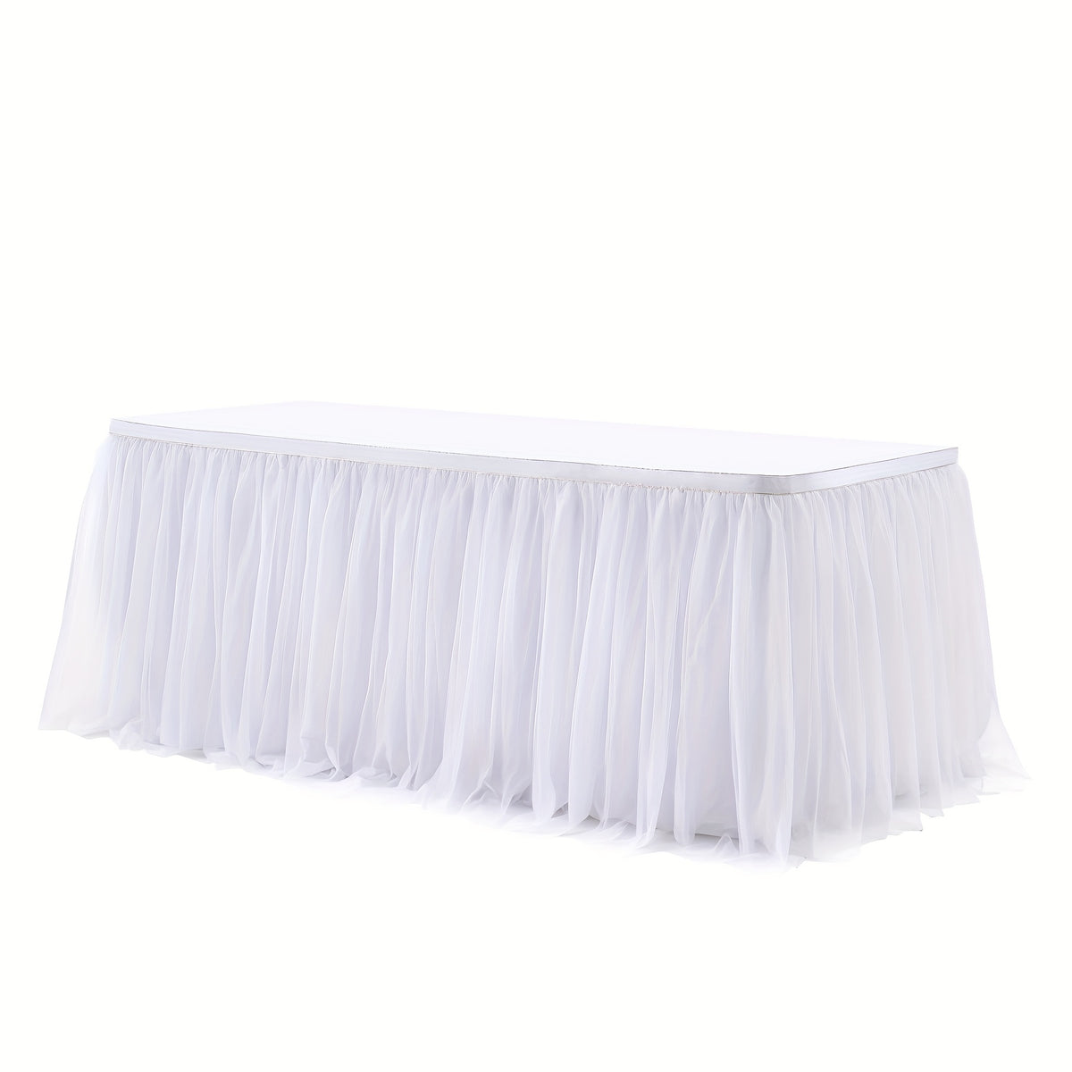 6Ft Pink Tulle Table Skirt Tablecloth, Pink Ruffle Tutu Table Skirts, for Rectangle Tables Or Round Tables Desk Skirt for Princess Birthday Party Cake Dessert Table Decorations Halloween, Christmas
