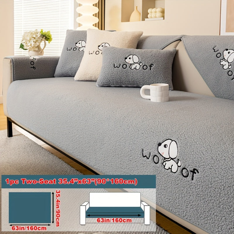 1pc Sherpa Couch Protector, Enhanced Sofa Cover, Suitable for Pets, a Favorite Among Pets, Thick Plush Sofa Shield, Non-Slip Plush Sofa Cover, Furniture Protection Cover, Home Decor for Bedroom, Office, And Living Room