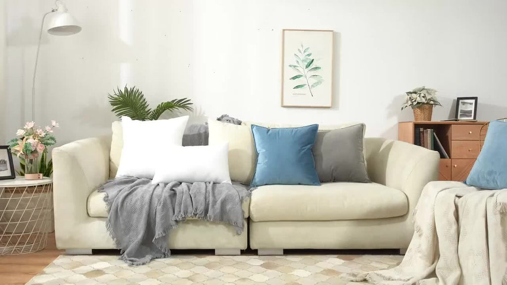 White Square Pillow Inserts with Soft Fiber Filling, Washable Decorative Cushion Cores in 14, 18, 20 and 22 Inch Options for Sofa and Bed Styling