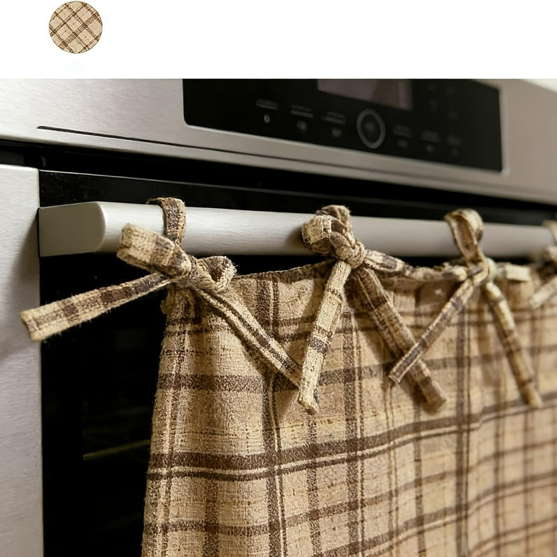 Farmhouse Oven Skirt Curtain with Ruffled Edge and Tie Straps, Handmade Rustic Cottagecore Kitchen Appliance Decor for Fall and Autumn Styling