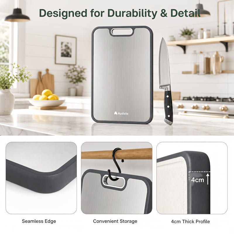 Kitchen Titanium Cutting Board, Double-Sided Food-Grade Cutting Board, Pure Titanium And Wheat Straw PP, Easy to Clean, Large Size 17" X 11.5"