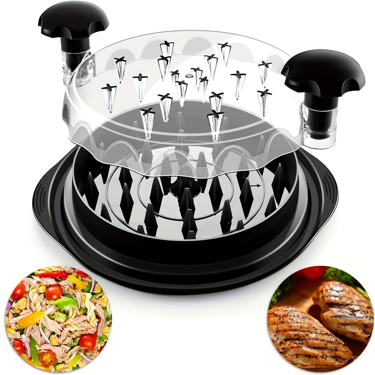 1pc Or 2pcs Kitchen Chicken Shredder Tool Twist 2024 Upgraded Large Visible Meat Shredder Twist Chicken Breast Chopper Chicken Grinder With Transparent Lid And Cleaning Brush Anti-slip Strip Suitable For Pork Beef Chicken
