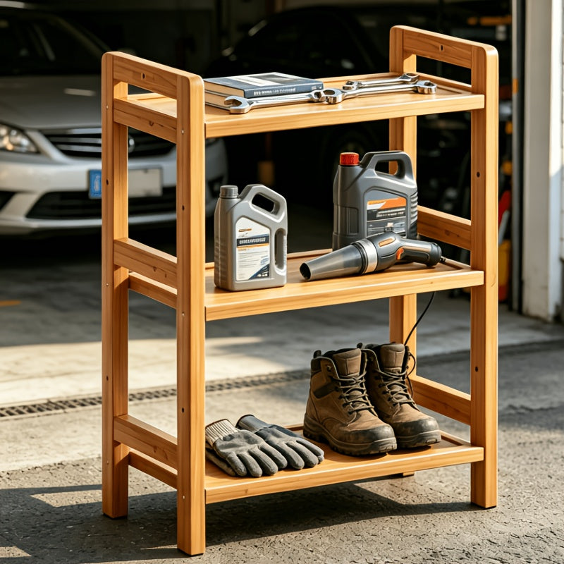 1pc Storage Shelf - Bamboo Home 3 Tier Vertical Pantry Shelf for Kitchen Cabinet Storage, Bathroom Countertop Storage Storage Shelf, Desk Bookshelves, Shoe Racks, Laboratory Storage Shelf with Adjustable Shelf Cabinets, Standing Shelf