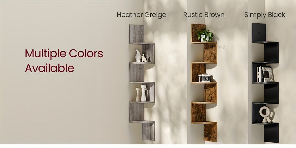 5-Tier Corner Floating Shelf Wall Mount - Space Saving Storage Rack for Bedroom, Living Room, Radial Display Organizer Easy Install (7.48*7.48*49.21inch), Wall Shelves for Display, Shelf for Living Room, Wall Shelves