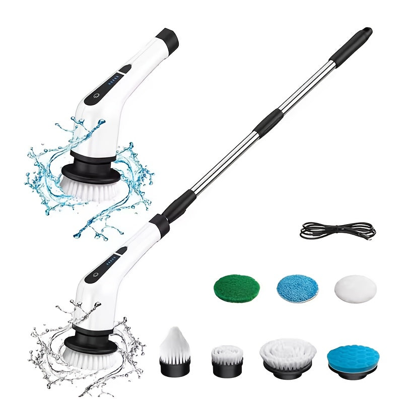 Electric Spin Scrubber Cleaning Brush Scrubber for Home Adjustable Speeds Electric Spin Scrubber Cleaning Supplies Bathroom Cleaner Spin Mop Cleaning Brush Scrubber with 3/5/7 Brush Heads Electric Cleaning Brush, For, Kitchen, Bathtub Tile Scrubber