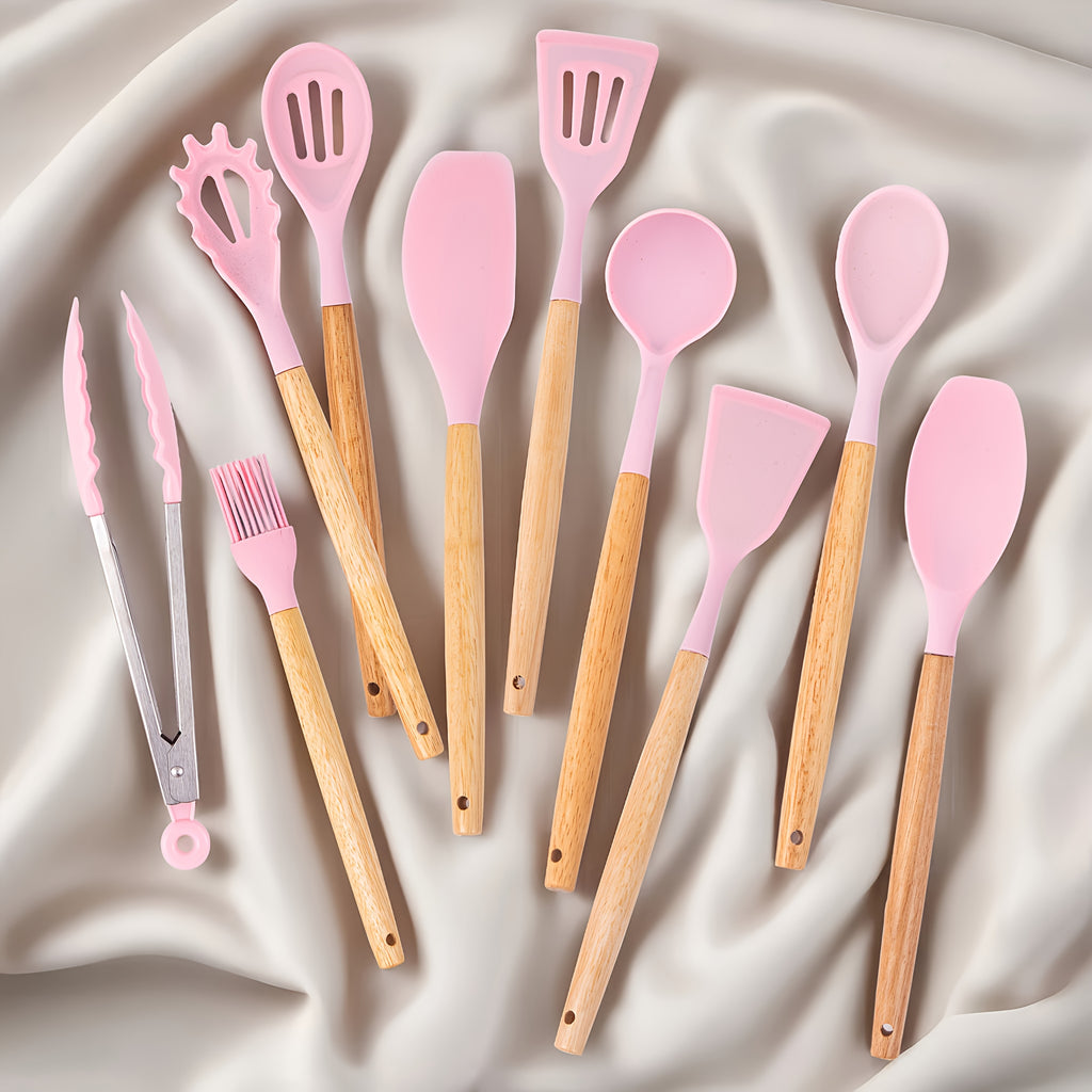 19 Sector Set And Knife Set, Perfect for Outdoor Camping - Heat-Resistant, Non-Stick, Wooden Handle, Easy to Clean - Perfect for Women'S Cooking Gifts, New Year'S And Valentine'S Day