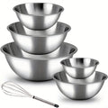 201 Stainless Steel Mixing Bowls, 5-Piece Nesting Kitchen Prep Set with Easy-Clean Surfaces for Baking, Cooking and Space-Saving Cabinet Storage