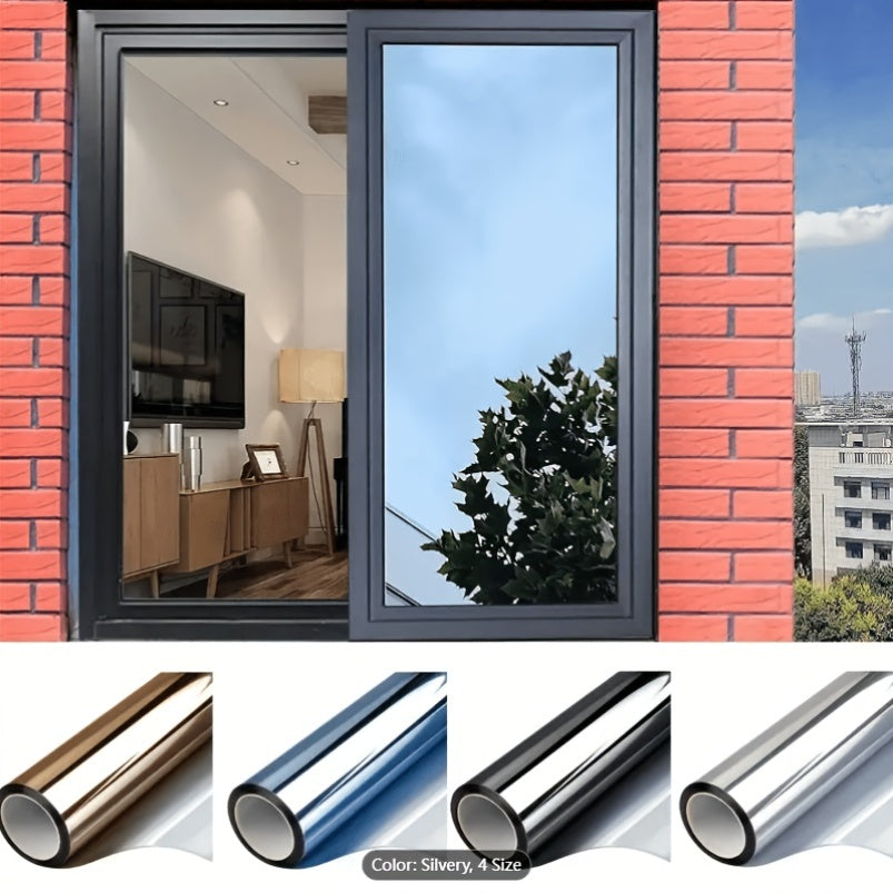 One-Way Privacy Window Film - Sun Blocking, Blocking & Heat Control Static Cling Film, Energy Saving Anti-Glare Reflective Coating No Glue- Easy Install For Home Office Hotel. Anti-Peeping | Glare Reduction Film | Reflective Glass Film(23.6''x118'')