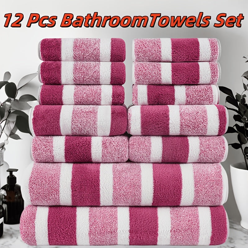 [Ultra-Soft Towel Set] 12/8pcs Towel Set, Ultra-Soft Towel Set with Excellent Absorbency And Quick-Drying Performance, 8pcss Include (1 Large Bath Towel, 2 Medium Bath Towels, 4 Small Bath Towels, 1 Hair-Drying Towel)