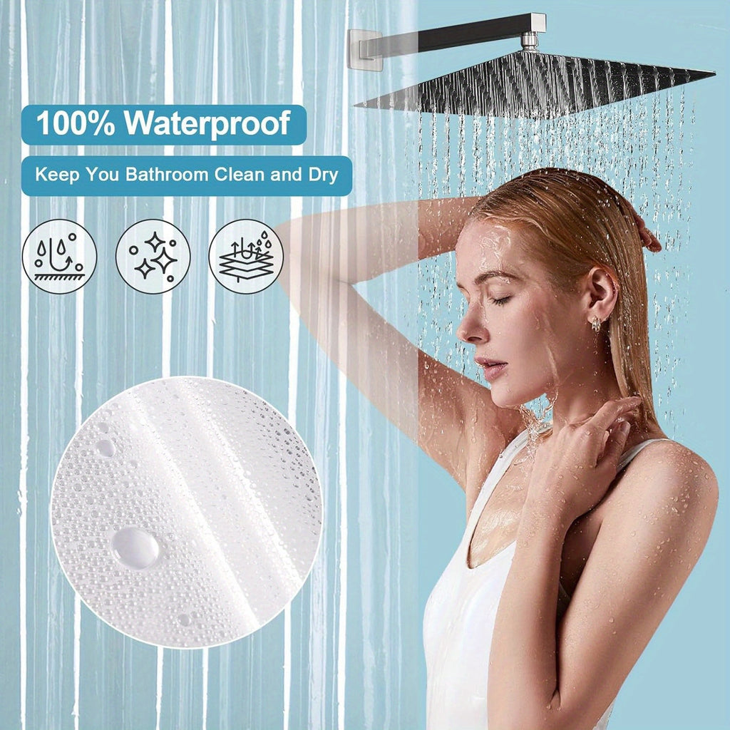 Bathroom Shower Curtain Plastic Shower Curtain Premium PEVA with Rust-Proof Grommets Clear 10G Bathroom Additions 80X80. Randomly Send Clothes Hooks