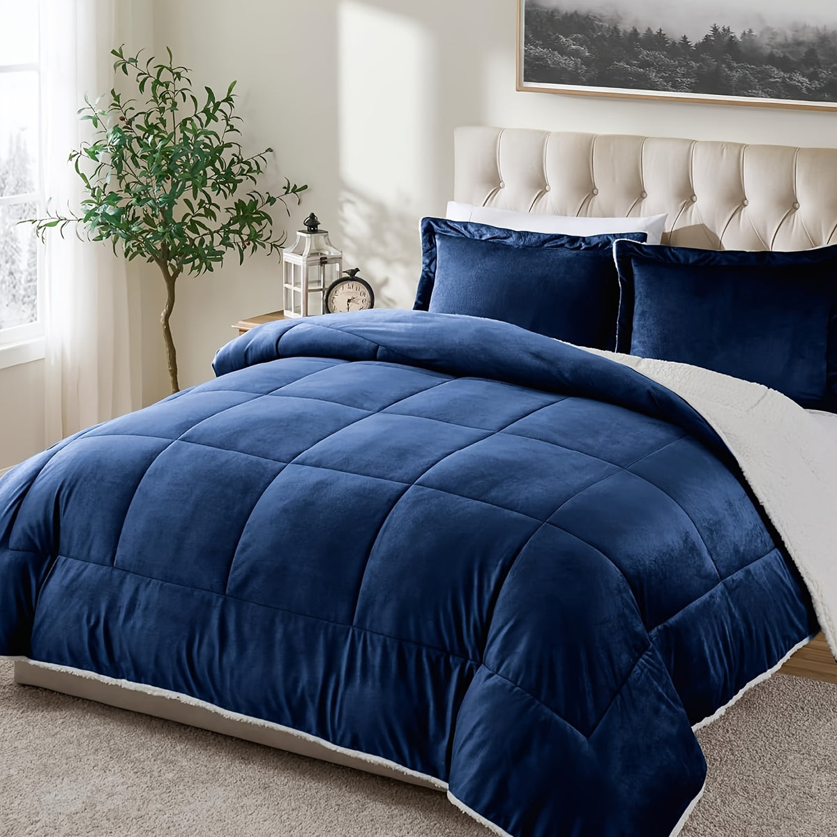 2/3 Pc Sherpa Fleece Blanket for Sofa and Bed, Extra Thick Plush Microfiber, Lightweight Reversible Soft Cozy Warm Luxury Bed Blanket, Single Double Bed Size
