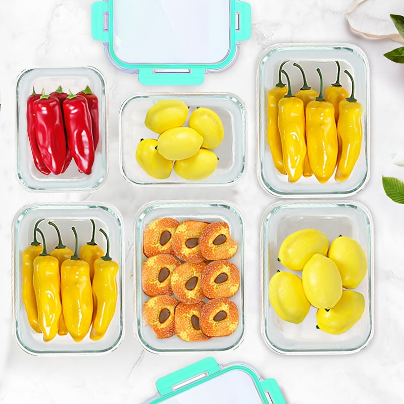 Set of 10 Glass Containers with Lids for Storage, Ideal for Meal Preparation And Pantry Organization. These Lunch Containers Are Leak-Proof And Airtight, Suitable for Use in The Microwave, Oven, Refrigerator, And Dishwasher