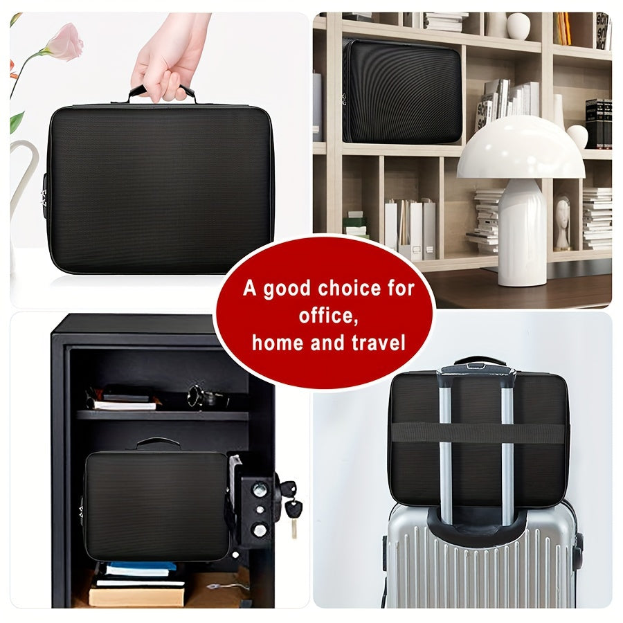 Lockable Document Organizer Bag with Combination Lock, Portable Multi-Compartment File Storage for Papers, Cards and Gadgets at Home, Office and Travel