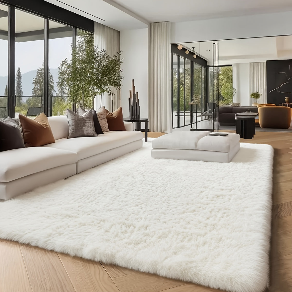 Extra Large Fluffy Shaggy Rug Suitable for Living Room Bedroom Carpet - Plush Soft Modern with Shag Carpet, Machine Washable Black Fuzzy Rug Suitable for Playroom,, Cozy Indoor Decor for Christmas Gift