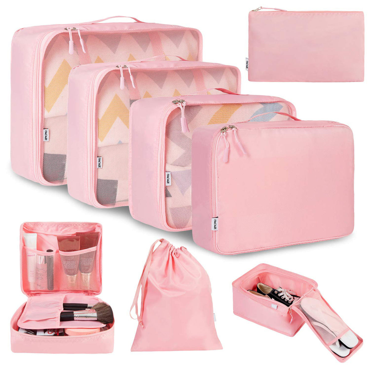 8pcs/ Set Packing Cubes for Suitcases, Travel Luggage Packing Organizers, Closet Storage, Under-Bed Storage, Storage Trunks, Compression Storage Shoe Bag, Clothing Underwear Bag, for Man & Women, Under-Bed Storage
