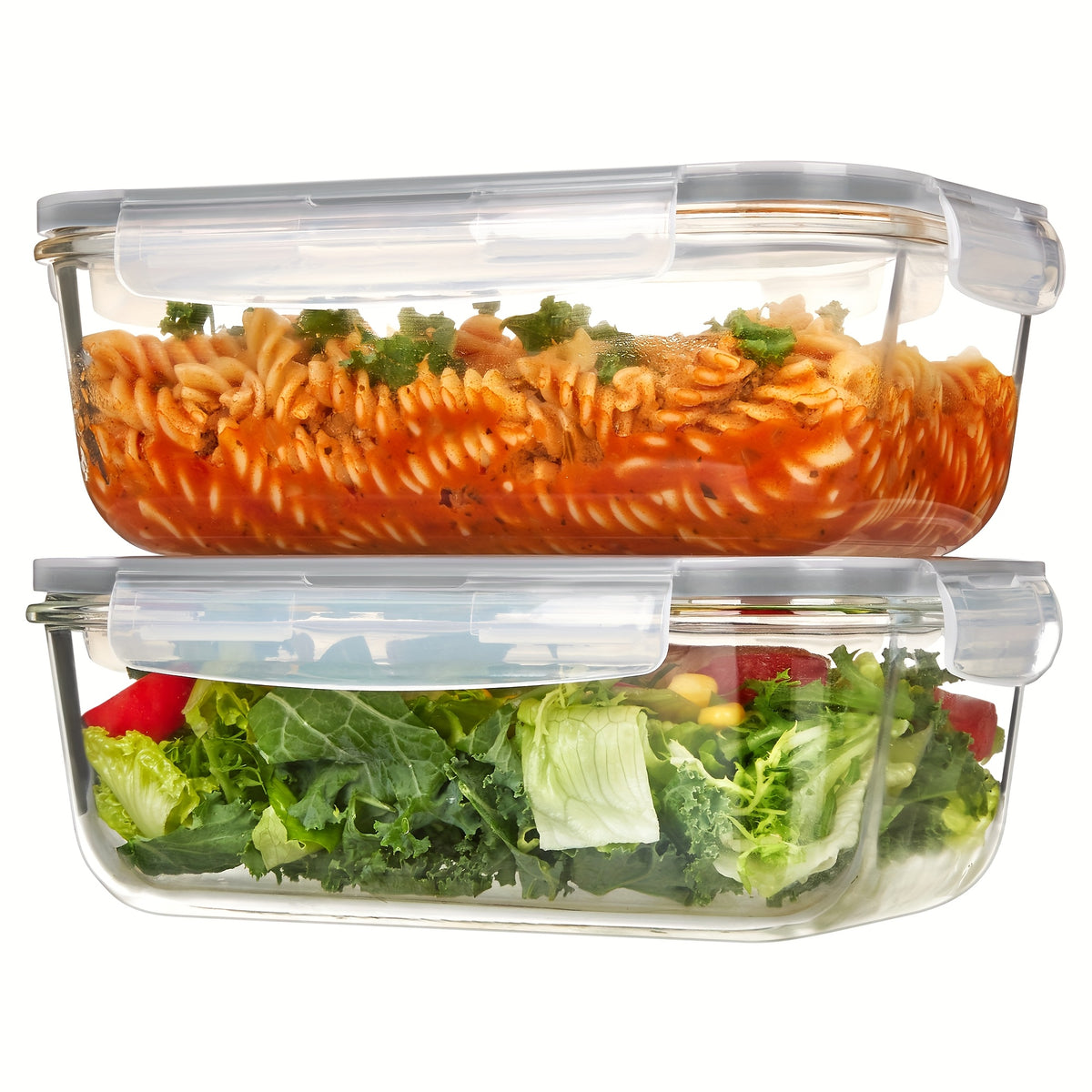 2-Pack 1860Ml/ 63Oz Large Glass Storage Containers with Lids, Meal Prep Food Container Set with Snap-On Airtight Lid for Baking, Microwave, Oven, Leak-Proof, for Freezer, Dishwasher