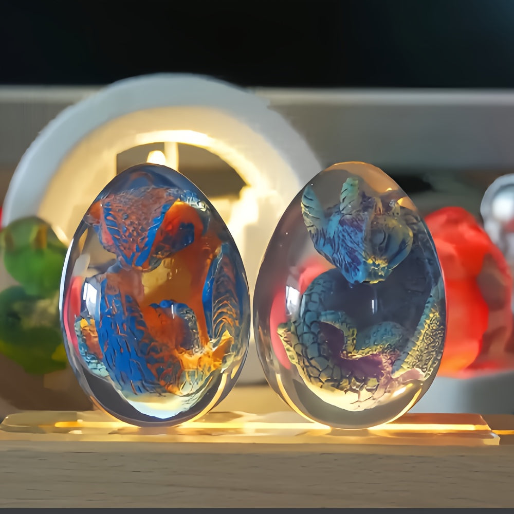 Transparent Resin Statue Dragon Egg Dinosaur Souvenir Craft Home Decor Birthday Christmas New Year Gifts