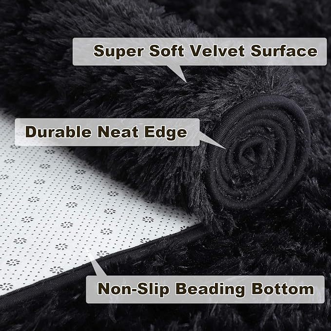 6x9 Shag Area Rug, Soft Fluffy Indoor Floor Carpet in Gray, Coffee, Black and Tie-Dye Gray Options for Living Room, Bedroom and Dorm Decor