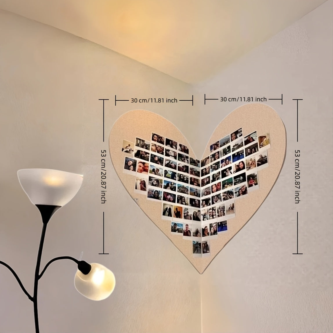 [Heart-Shaped Felt Memory Board/Photo Frame ] 25 * 19.5inches I Photo Wall with Message Zone | Instagrammable Home Decor & Sentimental Gift for Love//Travel Memories [ Please Note If The Size Is Applicable ]