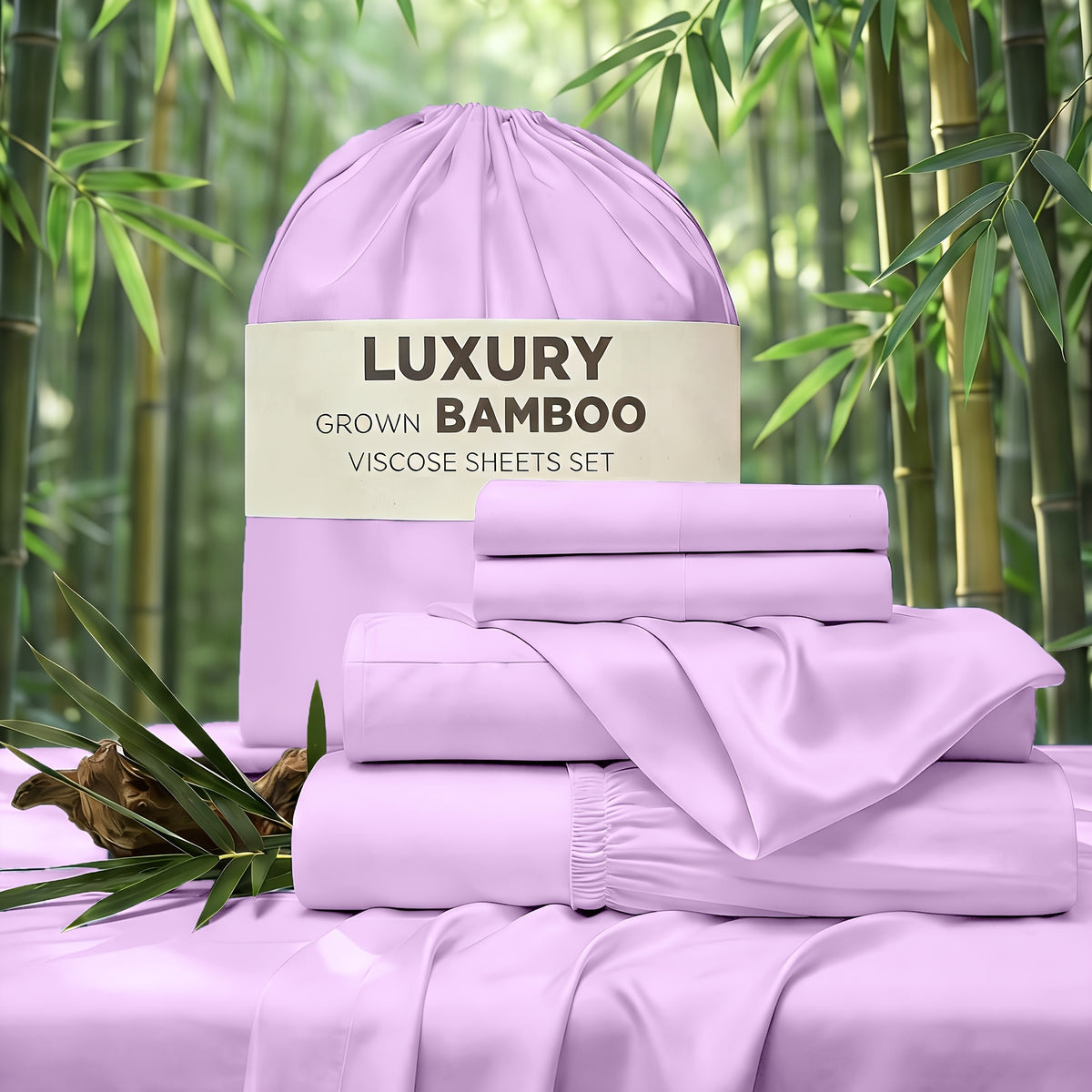 4pcs Hotel Luxury Bed Sheet & Pillowcase Set - Ultra Soft Rayon Derived From Bamboo, Wrinkle Fade & Stain Resistant, 14" Deep Pocket, Easy Care Bedding for Bedroom & Kids Room Decor