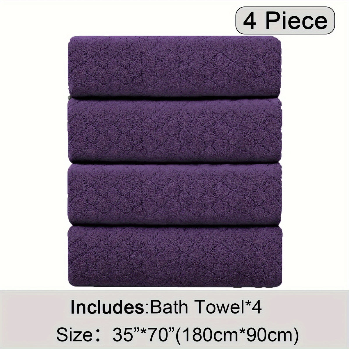 4pcs Oversized Bath Towel Set in Sleek Blue - Ultra Soft, Highly Absorbent, Quick-Dry Microfiber with Diamond Pattern - Includes 4 Bath Towels, and Matching Beach Chair Cover - Ideal for for Bathroom Hotels Gym, Valentine's Day Gift, Wash Cloths