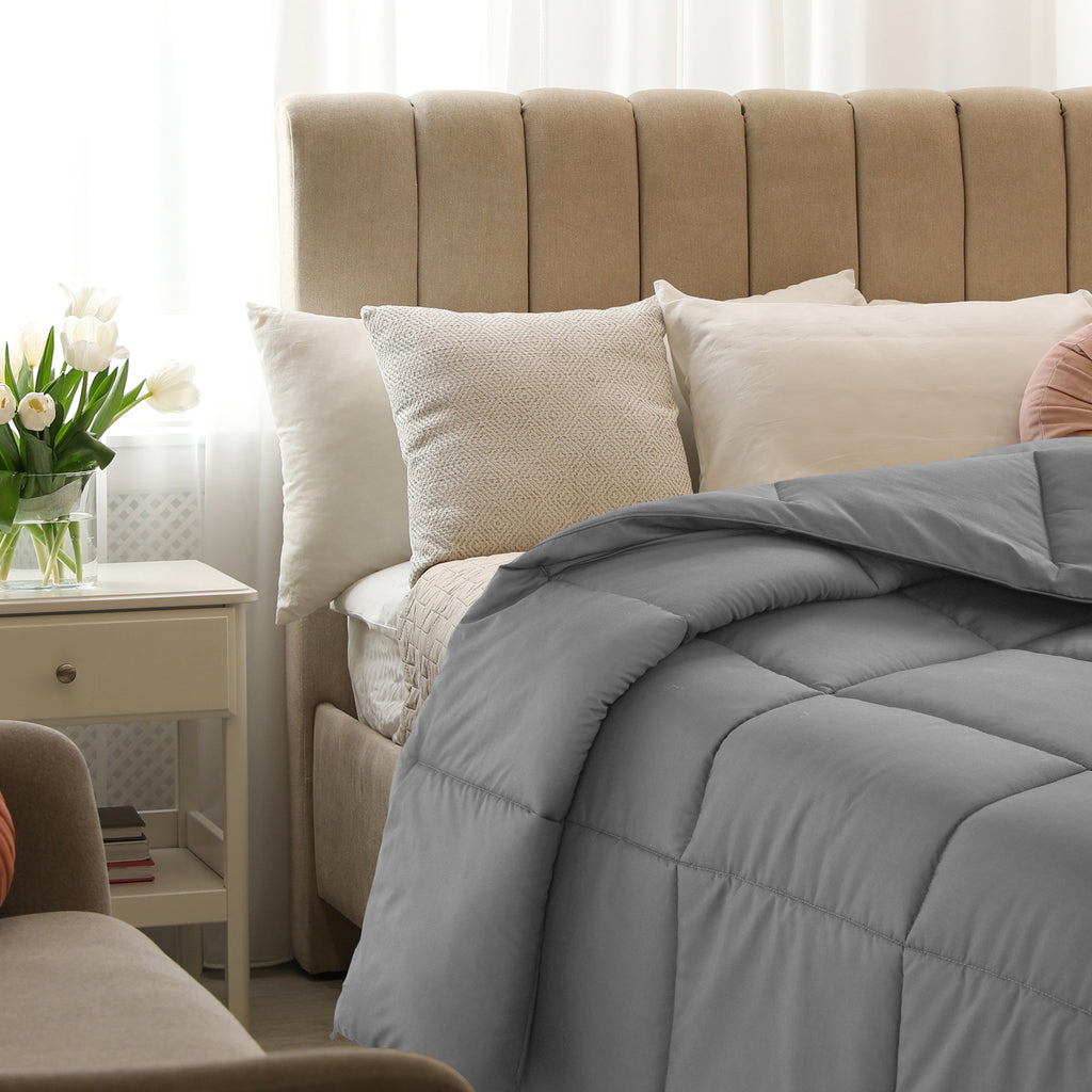 Lux Decor Comforter - All Season Quilt Comforter For Summer Sleeping With Corner Tabs - Soft, Breathable Versatile Bedding & Bedroom Decor - Luxurious Box Stitching