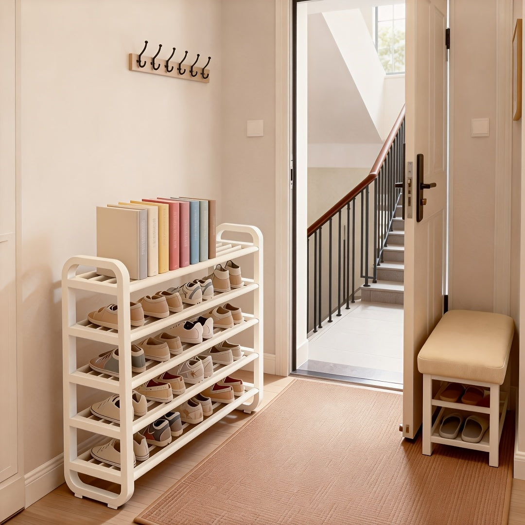 Space-Saving 5-Tier Shoe Rack, Durable, Narrow Design, Multi-Layer Craftsmanship, No Wood, Floor Mount, with Electricity-Free Use for Entryway And Dorm Storage, Living Room Compatible, Shoe Racks, Shoe Storage Organizer, Shelf
